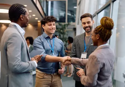 Event professionals discussing strategic planning during a business meeting
