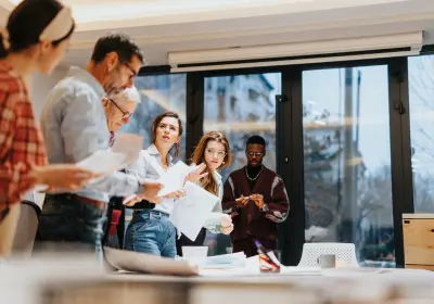 Business stakeholders collaborating during a planning meeting