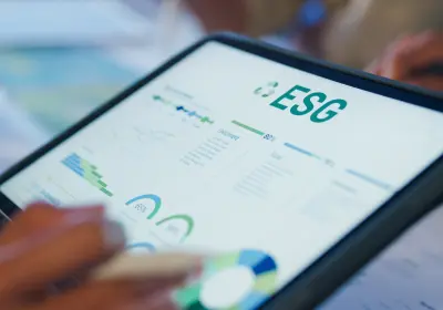 Digital dashboard displaying ESG and sustainability performance data