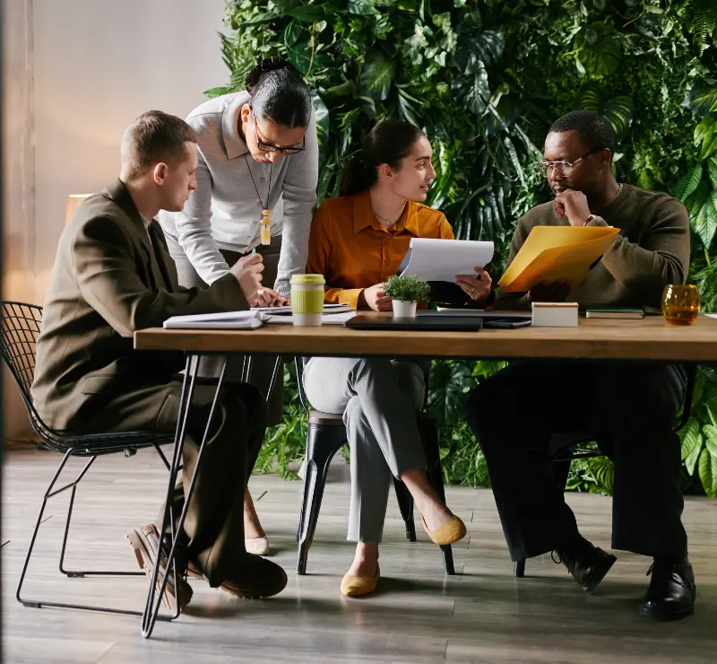 Group discussing recycling and sustainability initiatives